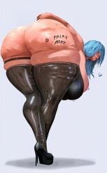 1girls 3d akaku_b blue_hair huge_ass looking_back tagme