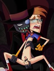 2018 2boys black_hat_(villainous) bottomless brown_hair cartoon_network clothed clothing crossover demon demon_humanoid deviantart el_nerd gay glasses hi_res huevocartoon human humanoid male male/male male_only mammal marcianos_vs._mexicanos monster shirt_lift skinny tears toony tophat villainous warner_bros warner_brothers yaoi yeidsil