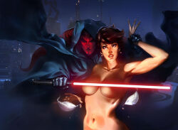 agnidevi female star_wars lightsaber breasts big_breasts topless nude alien red_skin short_hair 2009