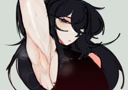 1girls areola areola_slip areolae areolae_slip armpit armpit_crease armpit_fetish armpits arms_up dark_hair female female_focus female_only genderswap genderswap_(mtf) hong_lu limbus_company long_hair looking_at_viewer project_moon rule_63 seanozeri showing_armpits showing_off sideboob solo solo_female solo_focus sweat sweatdrop sweating sweaty sweaty_armpits sweaty_body tagme