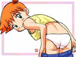 1girls ass female female_only from_behind human human_only ikurumi_kaoru kasumi_(pokemon) panties pokemon solo undressing