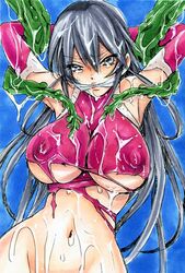 breasts igawa_asagi large_breasts nipples restrained rodeorodeo taimanin_asagi tear tentacle