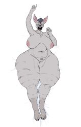 absurd_res anthro areola bedding bedding_background belly big_areola big_breasts big_butt big_nipples breasts butt countershade_face countershading digitigrade eyes_closed female genitals hair hi_res high-angle_view huge_butt huge_thighs hyena hyper hyper_thighs lying mammal navel nipples notched_ear on_back open_mouth outstretched_arm overweight overweight_female pubes savva_(lunerman) sharktooth_necklace short_hair solo striped_hyena swalover teeth thick_thighs vulva whisker_spots yawn