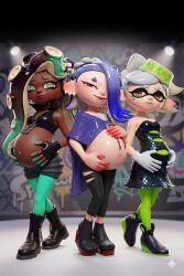 3d 3girls 3pregnancy accurate_art_style ai_generated blushing_at_viewer blushing_female dark-skinned_female enjoying_pregnancy female inkling inkling_girl looking_at_viewer marie_(splatoon) marina_(splatoon) marina_ida multiple_girls multiple_pregnancies nintendo octoling octoling_girl pregnant pregnant_belly pregnant_female shiver_(splatoon) shiver_hohojiro smiling_at_viewer splatoon splatoon_(series) splatoon_2 splatoon_3