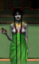 1girls 2015 alison_nyash black_hair breasts breasts_out female gore grey_skin heart homestuck homestuck_troll nipples solo the_handmaid