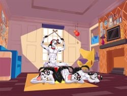 101_dalmatian_street 101_dalmatians aged_up animated anthro anthrofied ass_up balls brother_(lore) brothers_(lore) bucket butt_slap canid canine canis chain_necklace clenched_teeth clothing collar collar_only container crossed_arms d.j._(101_dalmatians) dal101strefan dalmatian digital_media_(artwork) dimitri_1_(101_dalmatians) dimitri_2_(101_dalmatians) dimitri_3_(101_dalmatians) dimitri_trio_(101_dalmatians) disney domestic_dog electronics eyes_closed fingers flaccid footwear foreskin fur furniture genitals group headphones holding_object humanoid_genitalia humanoid_penis inside jewelry male male/male mammal navel necklace nipples nude open_mouth outdoor_nudity partially_retracted_foreskin penis shoes sibling_(lore) sitting slap smile spank_marks spanking spots spread_legs spreading standing stool tail teeth triplets_(lore)
