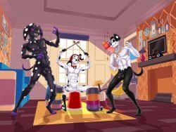 101_dalmatian_street 101_dalmatians aged_up anthro anthrofied balls brother_(lore) brothers_(lore) bucket canid canine canis casual_nudity chain_necklace clenched_teeth clothing collar collar_only container d.j._(101_dalmatians) dal101strefan dalmatian dante_(101_dalmatians) digital_media_(artwork) dimitri_1_(101_dalmatians) dimitri_trio_(101_dalmatians) disney domestic_dog electronics eyes_closed fingers flaccid footwear foreskin fur furniture genitals group headphones hi_res holding_object humanoid_genitalia humanoid_penis inside jewelry male male_only mammal navel necklace nipples nude open_mouth outdoor_nudity pan partially_retracted_foreskin penis shoes sibling_(lore) sitting smile spots spread_legs spreading standing stool tail teeth trio