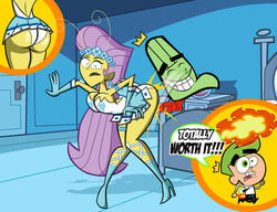 alien angry ass ass_slap bent_over breasts cleavage cosmo cross_section dat_ass fairy female green_eyes grimphantom heels high_heels huge_ass long_hair male mini_skirt nickelodeon panties princess_mandie purple_hair slap smile stockings straight_hair surprised the_fairly_oddparents thick_thighs underwear very_long_hair wide_eyed wide_hips yellow_skin