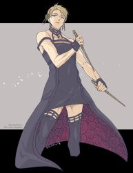 1boy 2022 dress femboy femboy_dilf loid_forger male_only slender_body solo source_request spy_x_family thighhighs yor_briar_(cosplay)