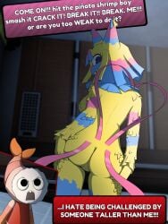 confusedsabron yatta_(dandy's_world) dandy's_world teasing shrimpo_(dandy's_world) ass_support hands_on_ass hands_on_own_ass looking_at_viewer looking_back from_behind roblox roblox_game