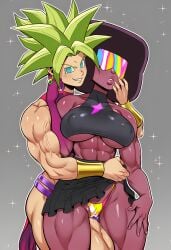 2girls abs afro ai_generated black_hair breasts cameltoe caulifla crystal_gem dragon_ball dragon_ball_z female female/female female_only from_behind garnet_(steven_universe) green_hair groping hand_on_face kale kefla lewd lifting_shirt muscles muscular muscular_female red_body spiky_hair steven_universe suggestive sunglasses swimsuit swimwear thick_thighs tinted_eyewear undressing_another upskirt yuri