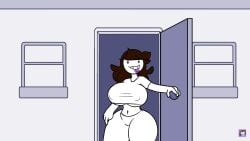 1girls alternate_breast_size ass breasts condom condom_in_mouth door edit edited edited_screencap female female_only huge_ass huge_breasts jaiden jaiden_animations jaiden_dittfach jaidenanimations k4gevive navel nipple_bulge opening_door screencap screenshot screenshot_edit thick_thighs underboob youtuber