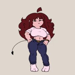 animated animated_gif auburn_hair belt breasts crop_top demon_tail friday_night_funkin girlfriend_(friday_night_funkin) hands_on_hips large_breasts long_hair looking_at_viewer loop navel pants scotttheguy15 socks tagme thick_thighs tight_clothing voluptuous wide_hips