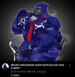 youtube youtuber youtuber_boy youtuber_character youtube_avatar avian avian_humanoid bird bird_humanoid anthro anthrofied bara barazoku bara_tits bara_tiddies bara_ass bara_body ass big_ass big_butt big_balls big_thighs big_nipples nipples muscular muscular_male male male_only muscular_anthro gay gay_male kraven_the_raven crow blue_body blue_skin brazilian brazilian_male brazilian_youtuber portuguese_text portuguese ritcherr self_upload artist_upload thumbnail grey_background gradient_background glasses glasses_on_face tie red_tie older_male old_male pixel_art pixelated kraventheravensi7ko kraventheraven_si7ko kraven_(kraven_the_raven) cum cum_drip cum_on_penis after_orgasm cum_on_self cum_on_pectorals sweat sweatdrop sweating sweaty sweaty_body musk musk_clouds musky_cock musky_balls musky_penis
