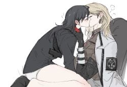 blonde blonde-haired_female blonde_female blonde_hair blonde_hair_female blush blushing chief_(path_to_nowhere) clothed clothed_sex clothes clothing collar dominant_female earring earrings female female_chief_(path_to_nowhere) female_focus female_only gloves implied_sex kiss kissing kotokelaoye langley_(path_to_nowhere) larger_female no_pants older_female panties path_to_nowhere shorter_female smaller_female submissive_female taller_female thighs younger_female yuri