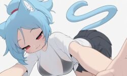 terence1 the_amazing_world_of_gumball ai_generated nicole_watterson petite shortstack big_breasts bikini_visible_through_clothes cute blue_hair