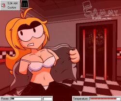 1girl1boy acronym ahoge animatronic animatronic_male annoyed annoyed_expression anthro anthrofied anthrofied_male artist_name artist_signature black_eyes black_eyes_female black_pants blonde_hair blonde_hair_female bra_slip bra_strap bunny bunny_boy bunny_ears bunny_nose cartoony checkered checkered_floor checkered_wall decrepit evil_grin evil_smile exposed_wires eyelashes five_nights_at_freddy's five_nights_at_freddy's:_security_breach five_nights_at_freddy's_3 five_nights_at_frickbears five_nights_at_frickbears_3 game_ui gate gray_coat green_fur green_skin grey_coat grey_wall heat_(temperature) hot laser lasers long_hair long_hair_female looking_at_viewer low_power missing_ear nipple_outline nipples_visible_through_clothing peeking_out pizzeria pov power_drain rabbit_boy red_tint robot robot_boy robot_humanoid rotting rubbing_hands_together s.a.m.m.y. sammy_was_there scars_all_over security_guard serial_killer springtrap_(fnaf) strap_slip stripping top_hat vanessa_(fnaf) vanessa_(frickbears) vanessa_shelly watermark white_bra white_mouth white_panties william_afton zombie zombie_boy