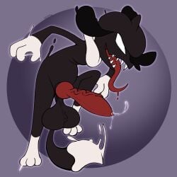 1:1 animal_genitalia animal_penis balls big_balls big_penis black_body bodily_fluids canine_genitalia canine_penis dripping erection fan_character furry generation_2_pokemon genital_fluids genitals hi_res knot knotted_penis long_tongue male nintendo open_mouth penis pokemon pokemon_(species) precum precum_drip puff_(softestpuffss) saggy_balls saliva saliva_drip sharp_teeth smeargle softestpuffss symbiote teeth tongue tongue_out vein veiny_penis white_eyes