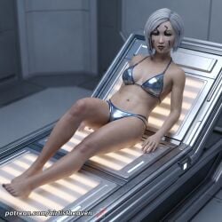 ai_generated airtist alien alien/human alien_girl alien_humanoid ass athletic bikini bikini_bottom bikini_top close-up close_up closeup face_tattoo female female_only fit high_resolution highres leaning_forward looking_at_viewer nadia_grell navel panties patreon star_wars thong underwear white_body white_hair