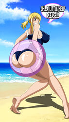 1girls accidental_circumstance accidentally_stuck ass beach big_butt blonde_hair blue_sky breasts brown_eyes bubble_butt butt clenched_teeth cloud curvy english erect_nipples fairy_tail female female_only femsub from_behind grimphantom huge_breasts human impossible_clothes inconvenient_ass inconvenient_butt large_butt looking_at_viewer lucy_heartfilia nipple_bulge nipples ocean one-piece_swimsuit outdoors ponytail round_butt sand shadow sky soles solo stuck stuck_in_object swimsuit text thick_butt tied_hair water