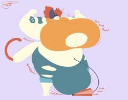 anthro balls balls_expansion balls_inflation bellow big_balls big_breasts biped blue_jeans bottomwear breast_expansion breast_inflation breasts bulge cate_meowdy cate_meowdy_(fortnite) clothed clothing epic_games felid feline flexing fortnite genitals gynomorph hi_res hose hose_in_navel hose_inflation huge_balls huge_breasts hyper hyper_breasts hyper_bulge inflation intersex jeans mammal muscle_inflation muscular nipple_bulge onomatopoeia orange_clothing orange_shirt orange_topwear pants pump ripped_jeans ripped_shirt shirt solo sound_effects standing tail_inflation text topwear youeversheep