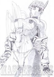 areolae big_breasts black_and_white breasts erect_nipples female human masterseph michelle_chang monochrome namco nipples one_closed_eyes panties puffy_nipples solo tekken tekken_1 tekken_2 tekken_tag_tournament tekken_tag_tournament_2 topless wink