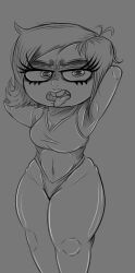 ahe_gao ahegao_face disgust_(inside_out) monochrome tagme