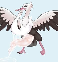 absurd_res animal_genitalia avian beak big_penis biped bipedal_feral bird birdism bodily_fluids bombirdier cloaca cloacal_penis closed_eyes cum cum_on_ground excessive_genital_fluids eyelashes feather_hair feathers feet feral generation_9_pokemon genital_fluids genitals hi_res huge_cock hyper hyper_genitalia hyper_penis looking_pleasured male nintendo open_mouth open_wings penis pokemon pokemon_(species) presenting presenting_penis pseudo_hair saliva simple_background solo spread_wings tail tail_feathers talons tapering_penis toes tongue tongue_out wings