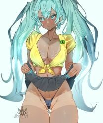 2d brazil brazilian brazilian_female brazilian_miku busty female female_focus female_only hatsune_miku hourglass_figure long_hair skimpy skimpy_clothes tagme tan tan_body tan_skin tanline twintails vocaloid wide_hips wors_art