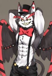 ai_generated catboy demon domestic_cat felid feline hazbin_hotel humanoid husk_(hazbin_hotel) male_only