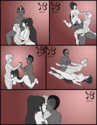 1boy 1futa 1girls anal ass big_ass big_breasts big_penis breasts collaborative_fellatio cunnilingus dark-skinned_futanari dark_skin double_fellatio fellatio female futa_on_female futa_on_male futadom futanari group_kissing harriet_bree hiastobasement_(artist) interracial jaune_arc kissing large_breasts large_penis male penis pyrrha_nikos rwby sex spitroast train_position triple_kiss