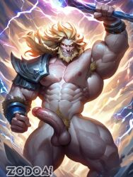 abs ai_generated balls bara beard biceps big_balls big_penis daddy erection male male_nipples male_only manly mature_male muscular_male nipples nude pecs penis zodoai