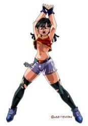 1girls angry angry_expression angry_face dragon_ball female low_res lowres pan_(dragon_ball) ripped_clothing ripped_pants ripped_stockings solo_female solo_focus tagme