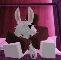 1boy 1girls bunny_ears bunny_girl bunny_tail cum_in_pussy cum_inside roblox roblox_game robloxian white_body white_hair white_skinned_female