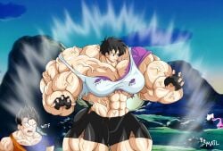 abs biceps breasts dragon_ball dragon_ball_z female gohan_(dragon_ball_z) hyper_muscles male matl muscles muscular muscular_arms muscular_female muscular_legs muscular_male muscular_thighs pecs videl