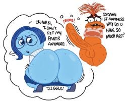 anxiety_(inside_out) big_ass big_breasts big_butt big_penis big_thighs blue_skin bubble_ass bubble_butt disney erection futa_only futanari imagination inside_out inside_out_2 orange_skin pixar sadness_(inside_out) theslashfive thought_bubble