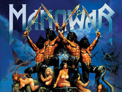 ass band beige_skin blood blood_stain bloody_sword blue_background breasts color demon electricity female fire interspecies male manowar metal multiple_females multiple_males muscles nipples nude plain_background red_blood serpant shield snake sword tan_skin weapon worship