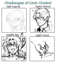 blush cigarette eye_contact glasses gregor_(limbus_company) limbus_company male male_only meme meme_template middle_aged middle_aged_male monochrome no_visible_genitalia panels project_moon stubble text xclkx_