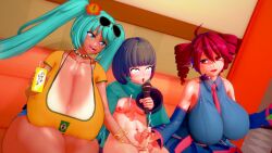 1boy 2girls 3d ass balls big_ass big_breasts big_butt blue_eyes blue_hair brazil brazilian brazilian_female brazilian_flag brazilian_miku breasts breasts_bigger_than_head bubble_butt censored censored_penis clothed_female_nude_male clothing cum cumming_from_handjob cumshot curvaceous curvy curvy_figure ejaculation erect_nipples erect_nipples_under_clothes eyes_rolling_back female female_on_femboy femboy femdom flower flower_in_hair fully_clothed green_eyes handjob hatsune_miku huge_ass huge_breasts juice juice_box kanikama_(character) karaoke kasane_teto koikatsu light-skinned_male light_skin long_hair male microphone mostly_nude necklace neckwear open_mouth orgasm penis pleasure_face red_eyes red_hair sunglasses sunglasses_on_head tagme tan_body tan_skin thick_thighs vocaloid voluptuous voluptuous_female wasabi_udon03