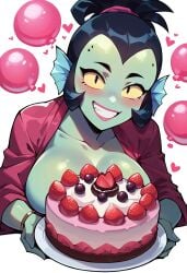 ai_generated big_breasts blush brawl_stars breasts cake happy holding_cake looking_at_viewer naked willow_(brawl_stars) willowlover071