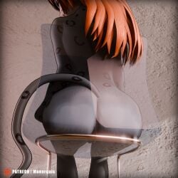 3d_(artwork) anthro anus ass butt_focus chair close-up digital_media_(artwork) felid female furniture genitals hi_res mammal momo_(monarquis) monarquis pantherine pussy raised_tail snow_leopard solo tail