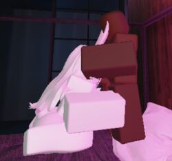 1boy 1girls blowjob bunny_ears bunny_girl bunny_tail roblox roblox_game robloxian white_body white_hair white_skin