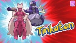 1futa balls better_version_at_source breasts dittochad futa_only futanari huge_balls huge_cock humanoid humanoid_penis large_penis lowres muscular muscular_futanari penis pink_skin pokemon solo tinkaton