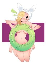 1girls adventure_time bagxh blonde_hair breasts embarrassed female fionna_the_human_girl innertube nude tagme