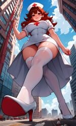 ai ai_generated breasts city fnf giantess girlfriend girlfriend_(friday_night_funkin) macro medic_girlfriend_(friday_night_funkin) nurse stockings