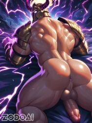 ai_generated anus ass balls bara biceps big_balls big_penis erection helmet male male_only manly muscular_back muscular_male nude penis zodoai