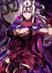 1girls alternate_color cleavage corruption dark_persona fire_emblem fire_emblem_awakening grey_hair grima_(fire_emblem) large_breasts nintendo possessed possession red_eyes thighs tiki_(adult)_(fire_emblem) tiki_(fire_emblem) to_(tototo_tk)