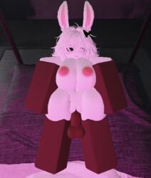 1boy 1girls bunny_ears bunny_girl bunny_tail hard_sex roblox roblox_game robloxian white_body white_hair