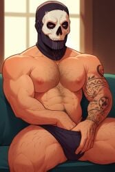 abs activision ai_generated bara biceps big_pecs boyfriendai bulge call_of_duty call_of_duty_modern_warfare_2_(2022) gay ghost_(modern_warfare_2) male male_nipples male_only mask masked_male modern_warfare muscular_male nipples pecs simon_riley skull_mask underwear