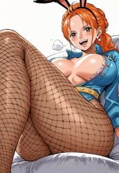 ai_generated alluring almost_naked almost_nude big_breasts blush breasts bubble_ass bubble_butt bunny_costume bunny_ear bunny_ears bunny_girl bunny_suit bunnygirl bunnysuit female female_only fishnet fishnet_legwear fishnets long_hair looking_at_viewer nami nami_(one_piece) one_piece orange_eyes orange_hair post-timeskip seducing seduction seductive seductive_body seductive_eyes seductive_gaze seductive_look seductive_mouth seductive_pose shiny_hair shiny_skin voluptuous voluptuous_female yashin